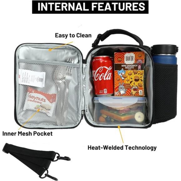 MIER Insulated Lunch Box for Men, Portable Lunchbox Bags (Black/Green) - Picture 3 of 6